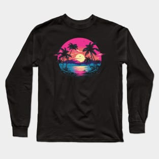 Vaporwave Sunset Summer Vibes Long Sleeve T-Shirt